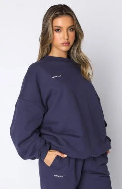 White Fox Boutique AU Own The Moment Sweater Navy Clothing