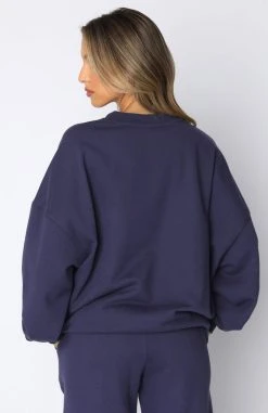 White Fox Boutique AU Own The Moment Sweater Navy Clothing