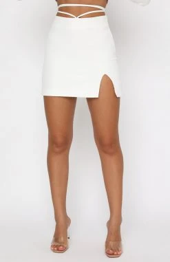 White Fox Boutique AU Bottoms Loose Ends Mini Skirt White