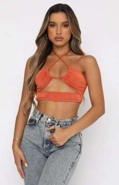 White Fox Boutique AU Tops Major Influence Crop Rust