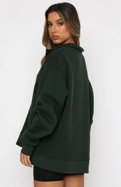 White Fox Boutique AU High Standard Zip Front Sweater Forest Green Clothing 12 White Fox Boutique AU High Standard Zip Front Sweater Forest Green Clothing