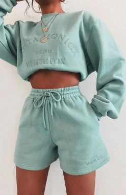 White Fox Boutique AU Along For The Ride Lounge Shorts Sage