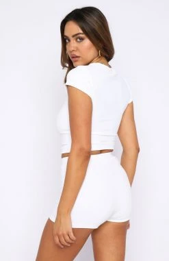 White Fox Boutique AU Clothing Take Me There Ribbed Baby Tee White 14 White Fox Boutique AU Clothing Take Me There Ribbed Baby Tee White