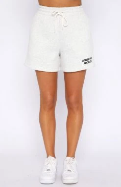 White Fox Boutique AU Go For It Lounge Shorts Grey Marle