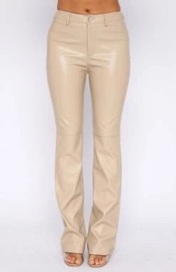 White Fox Boutique AU Darkest Secrets PU Pants Taupe Clothing