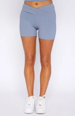 White Fox Boutique AU Weekend Chill Bike Shorts Steel