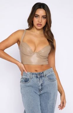 White Fox Boutique AU Hot Date Bustier Taupe Clothing