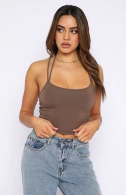 White Fox Boutique AU Clear The Air Crop Mocha