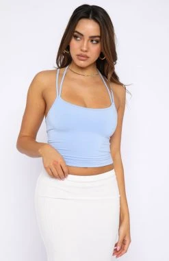 White Fox Boutique AU Clothing Clear The Air Crop Blue