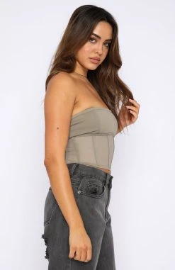 White Fox Boutique AU Clothing Crossed My Mind Strapless Corset Mushroom 10 White Fox Boutique AU Clothing Crossed My Mind Strapless Corset Mushroom