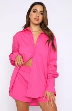 White Fox Boutique AU Clothing Behind The Look Shirt Hot Pink