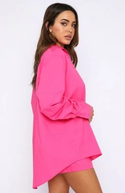 White Fox Boutique AU Clothing Behind The Look Shirt Hot Pink