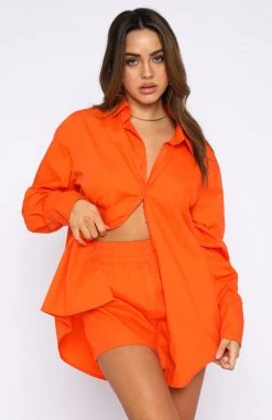 White Fox Boutique AU Behind The Look Shirt Orange Clothing
