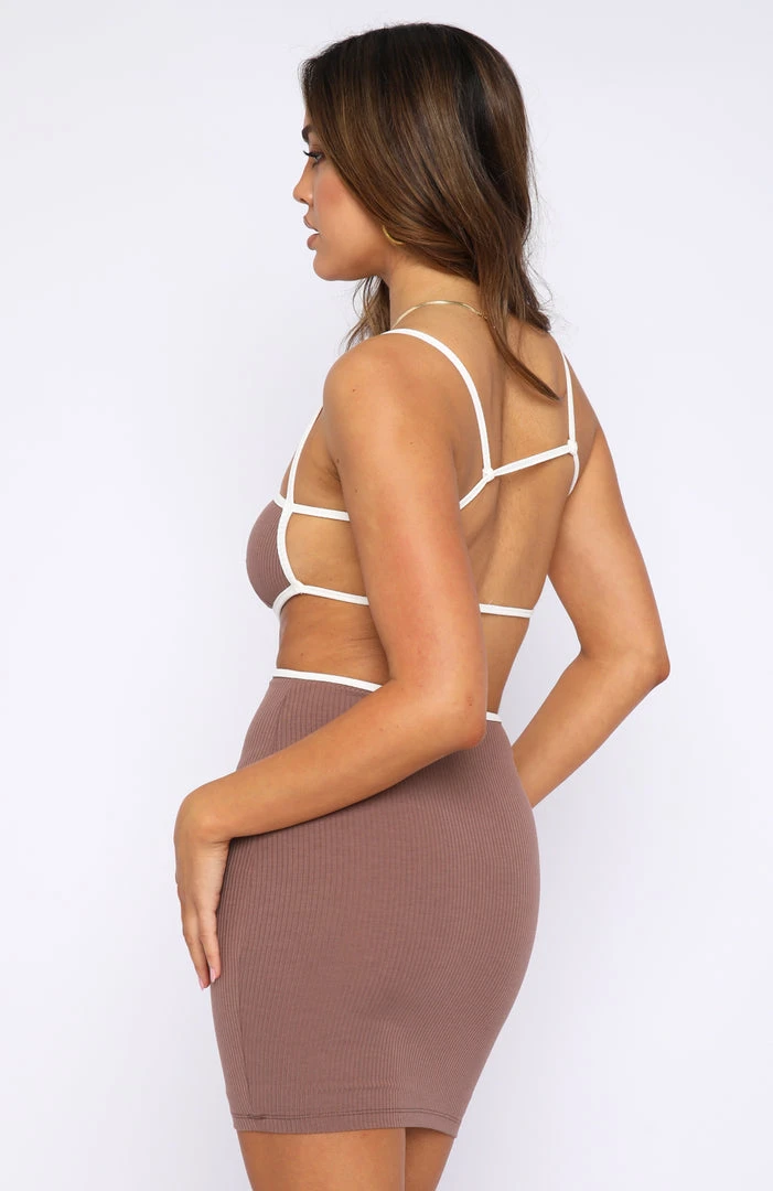 White Fox Boutique AU Work My Magic Ribbed Mini Dress Chocolate Clothing 6 White Fox Boutique AU Work My Magic Ribbed Mini Dress Chocolate Clothing