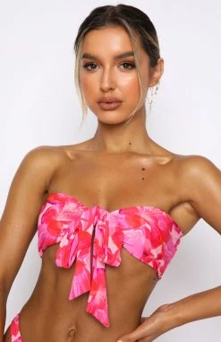 White Fox Boutique AU Girls Trip Bikini Top Rose Et Rouge Print Restocked