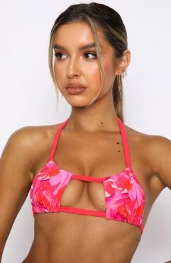 White Fox Boutique AU White Sand Bikini Top Rose Et Rouge Print Restocked