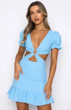 White Fox Boutique AU Whenever You're Ready Mini Dress Blue Dresses