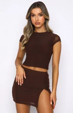White Fox Boutique AU Clothing Answer My Calls Crop Chocolate
