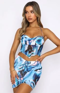 White Fox Boutique AU Put On Hold Crop Blue Swirl
