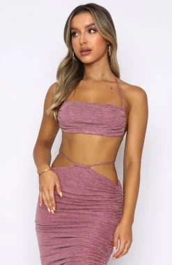 White Fox Boutique AU Cross My Mind Crop Pink Marle Clothing