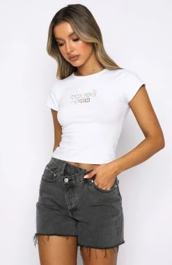 White Fox Boutique AU Up In The Clouds Baby Tee White Clothing