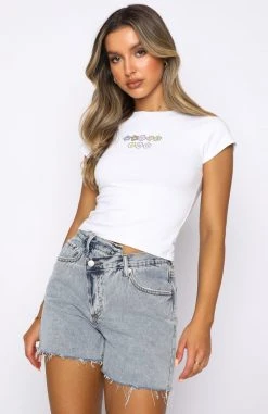 White Fox Boutique AU Sweet Devotion Baby Tee White Clothing