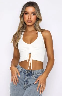 White Fox Boutique AU Hype It Up Crop White Tops
