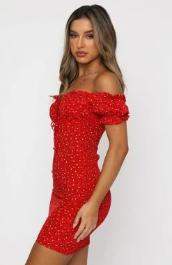 Whitefox Boutique Force Of Nature Mini Dress Red Print Clothing