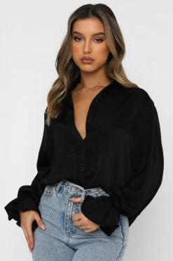 White Fox Boutique AU Clothing My Kind Of Night Shirt Black