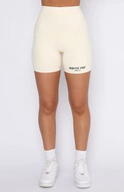 White Fox Boutique AU Offstage Ribbed Bike Shorts Vanilla Clothing