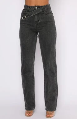White Fox Boutique AU Enough Of You Jeans Black Acid Wash