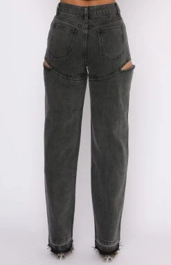 White Fox Boutique AU Bottoms Born To Run Jeans Black Acid Denim