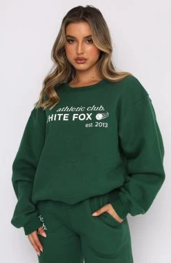 White Fox Boutique AU Athletic Club Sweater Green Clothing