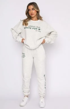 White Fox Boutique AU Athletic Club Sweater Grey Marle Clothing