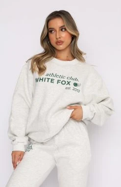 White Fox Boutique AU Athletic Club Sweater Grey Marle Clothing