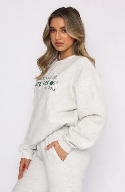 White Fox Boutique AU Athletic Club Sweater Grey Marle Clothing