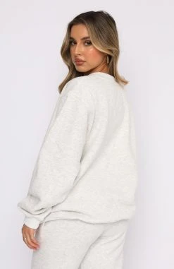 White Fox Boutique AU Athletic Club Sweater Grey Marle Clothing
