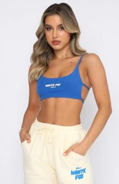 White Fox Boutique AU Offstage Ribbed Crop Azure Clothing