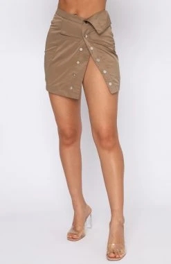 White Fox Boutique AU Heard A Rumour Mini Skirt Mocha