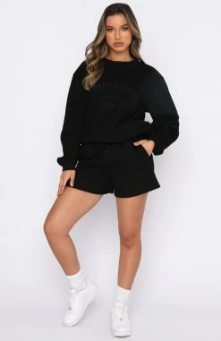 White Fox Boutique AU Clothing Along For The Ride Lounge Shorts Black