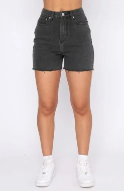 White Fox Boutique AU Clothing Weekend Go To Denim Shorts Black Denim