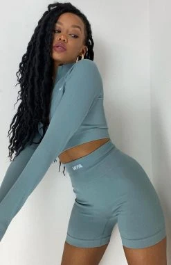 White Fox Boutique AU Restocked Seamless High Waisted Shorts Sage