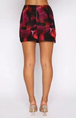 White Fox Boutique AU Day To Night Mini Skirt Pink Flame Print Clothing
