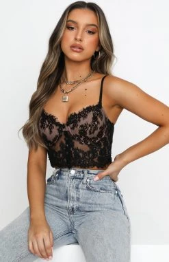 White Fox Boutique AU Fashion Fix Lace Bustier Black