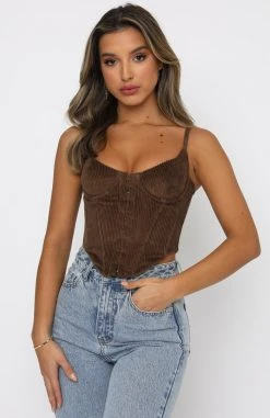 White Fox Boutique AU No Shade Corduroy Bustier Chocolate