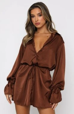 White Fox Boutique AU Only Gets Better Mini Dress Chocolate Clothing