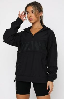 White Fox Boutique AU Strike Out Windbreaker Black