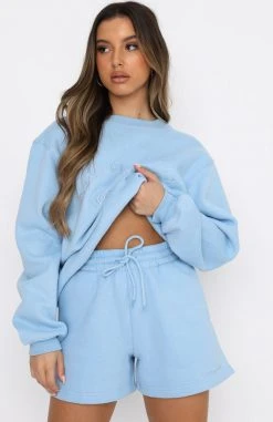 White Fox Boutique AU Best Of Both Oversized Sweater Ice Blue Clothing