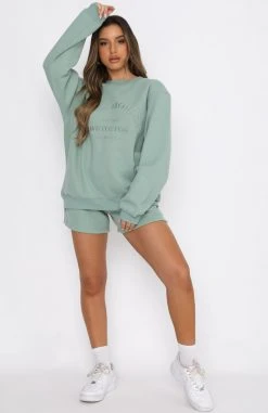 White Fox Boutique AU Along For The Ride Lounge Shorts Sage