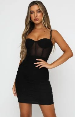 White Fox Boutique AU Push The Boundaries Mesh Mini Dress Black Clothing